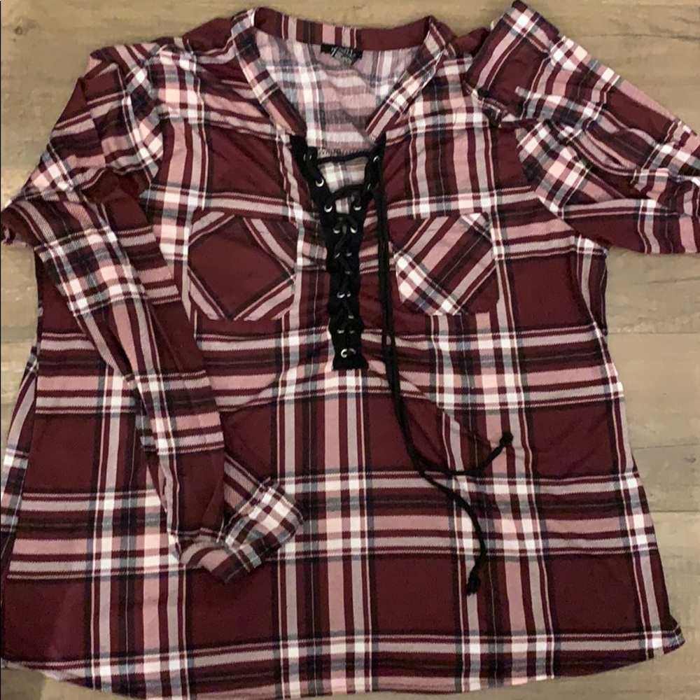 Long sleeve burgundy flannel